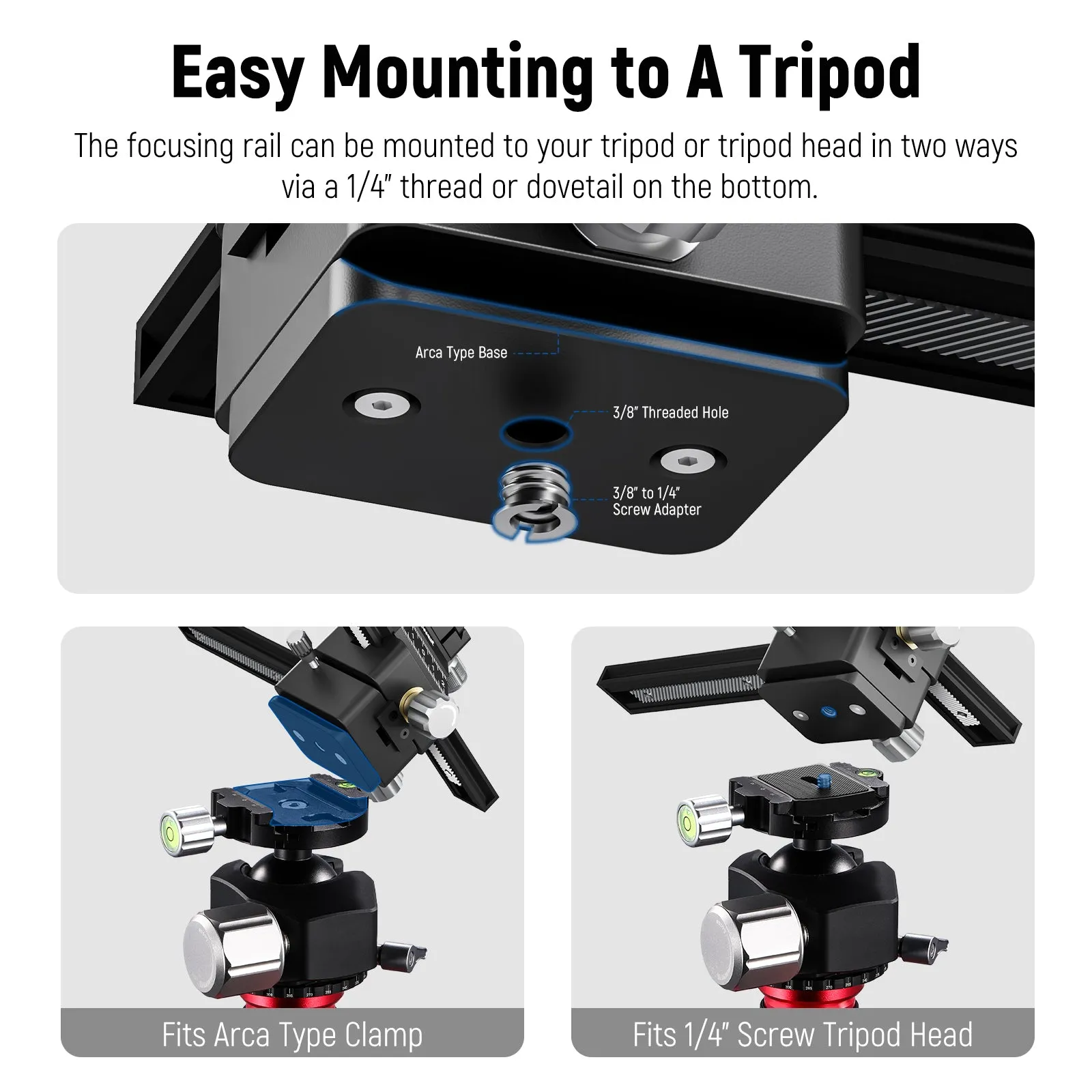 NEEWER 4-Way Macro Focusing Rail Slider