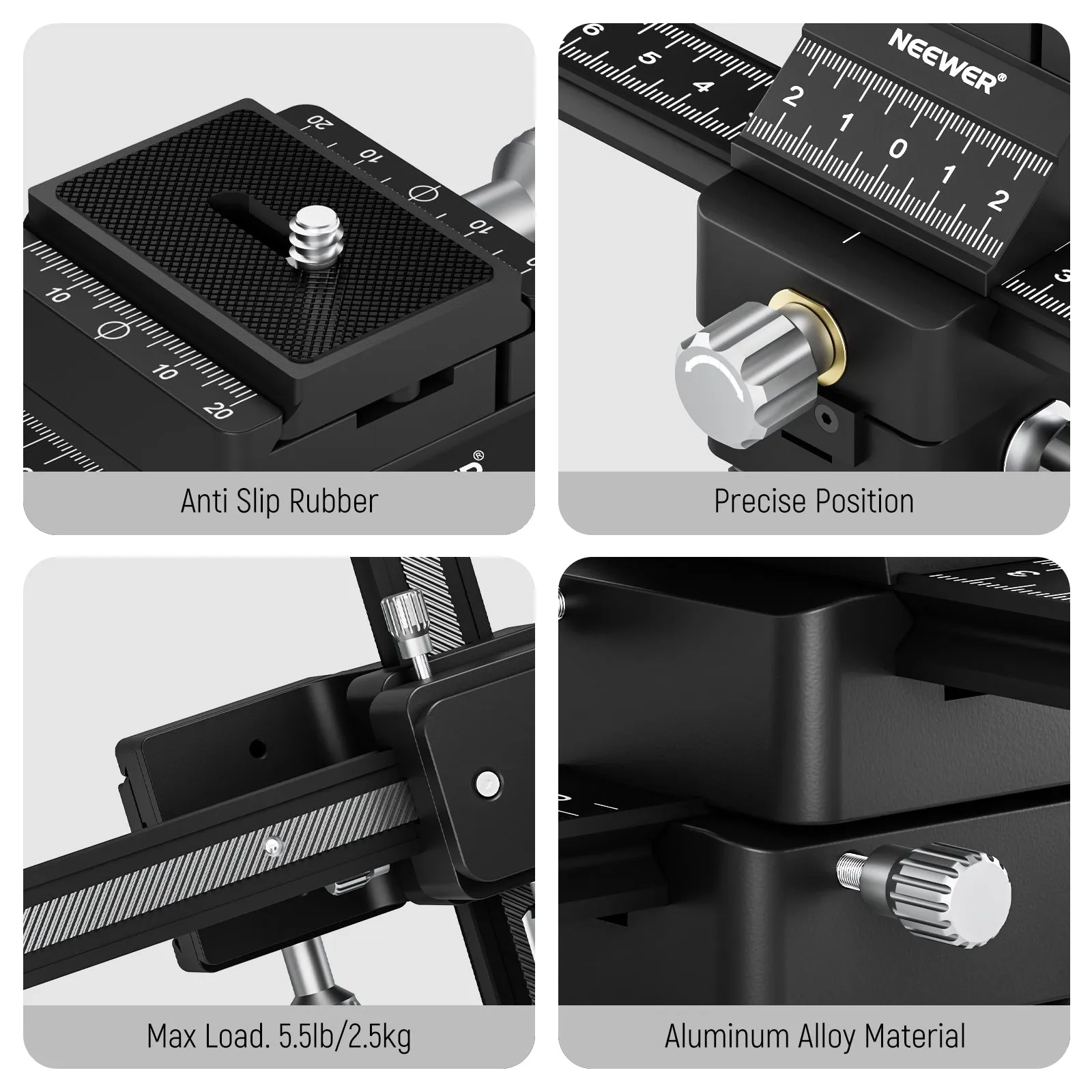 NEEWER 4-Way Macro Focusing Rail Slider