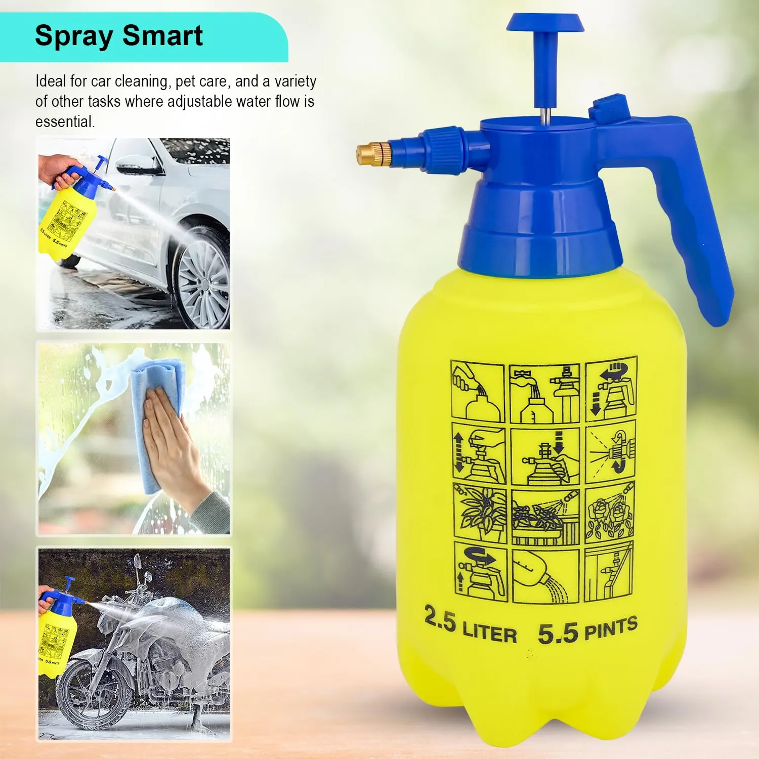 Oriley Handheld Manual Garden Sprayer Water Pressure Pump for Plant Spraying Gardening Household Cleaning Pesticide Removal and Sanitising (2.5 Ltrs Random Colour)