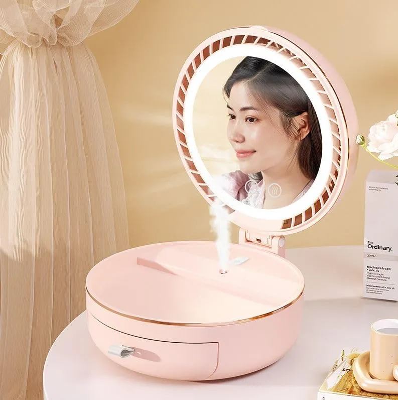 Seadra led Smart Makeup Mirror with lamp Dressing Table Mirror Spray humidifying Makeup Mirror Cosmetic Storage Box with Drawer Luxurious Look