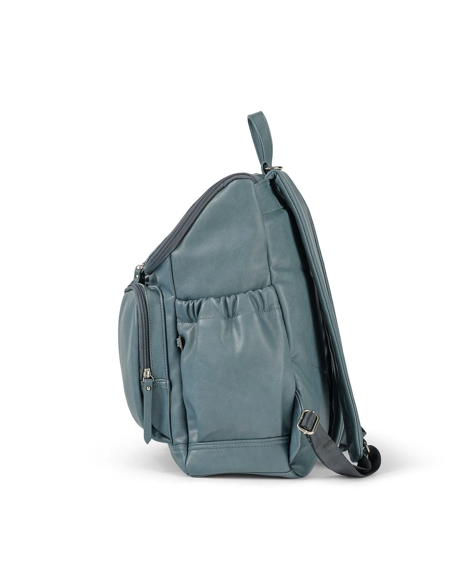 Signature Nappy Backpack - Stone Blue Vegan Leather