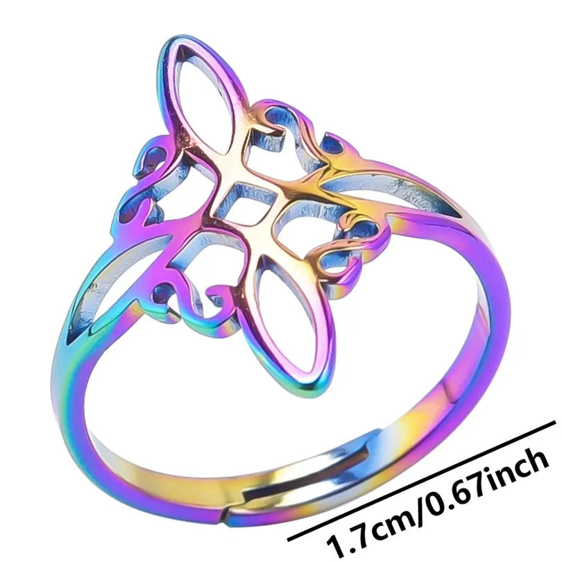 Simple Witch Knot Adjustable Rings For Women Men Stainless Steel Vintage Witchcraft Jewelry Finger Ring 2023 Jewelry Party Gifts