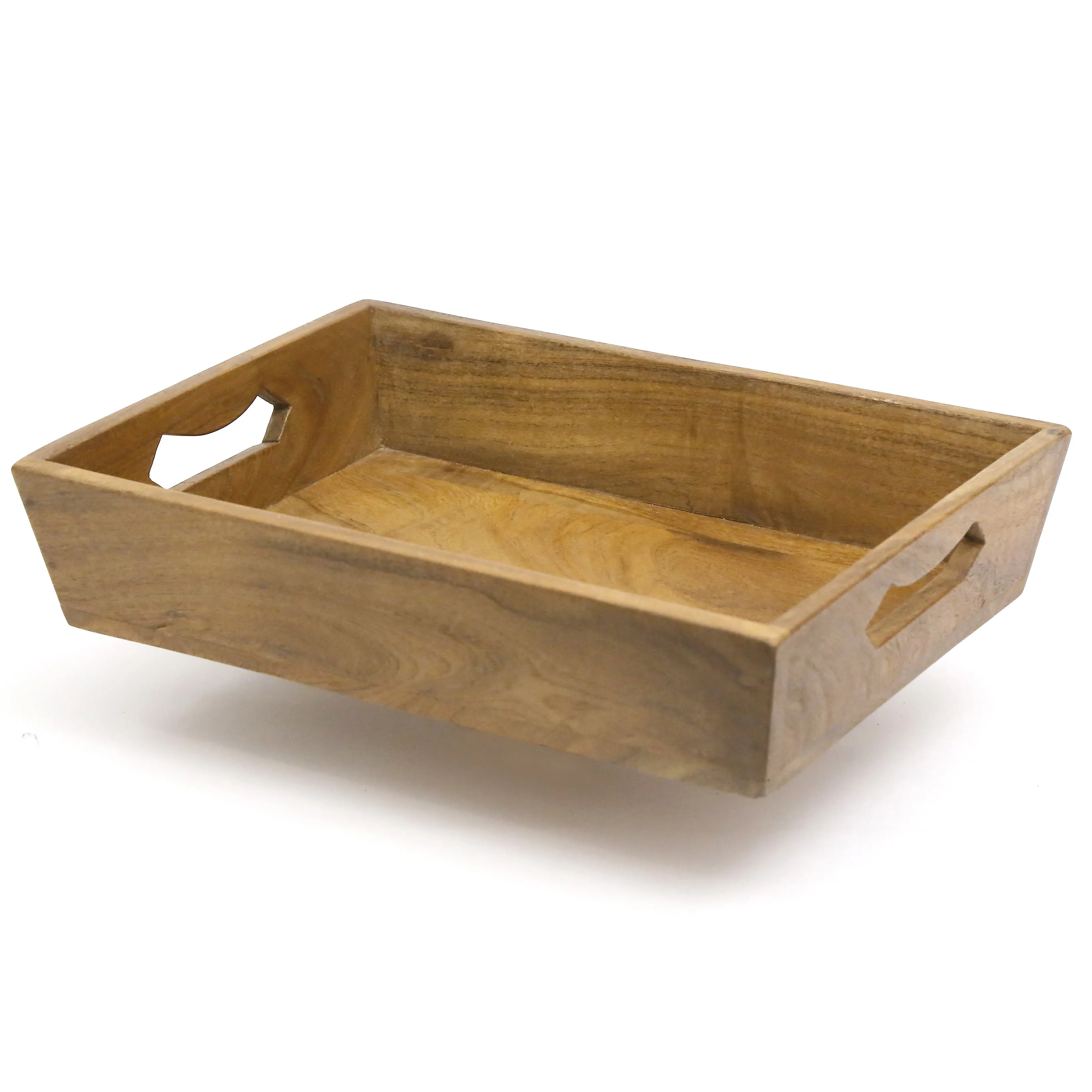 Slant Handle Wooden Tray Set