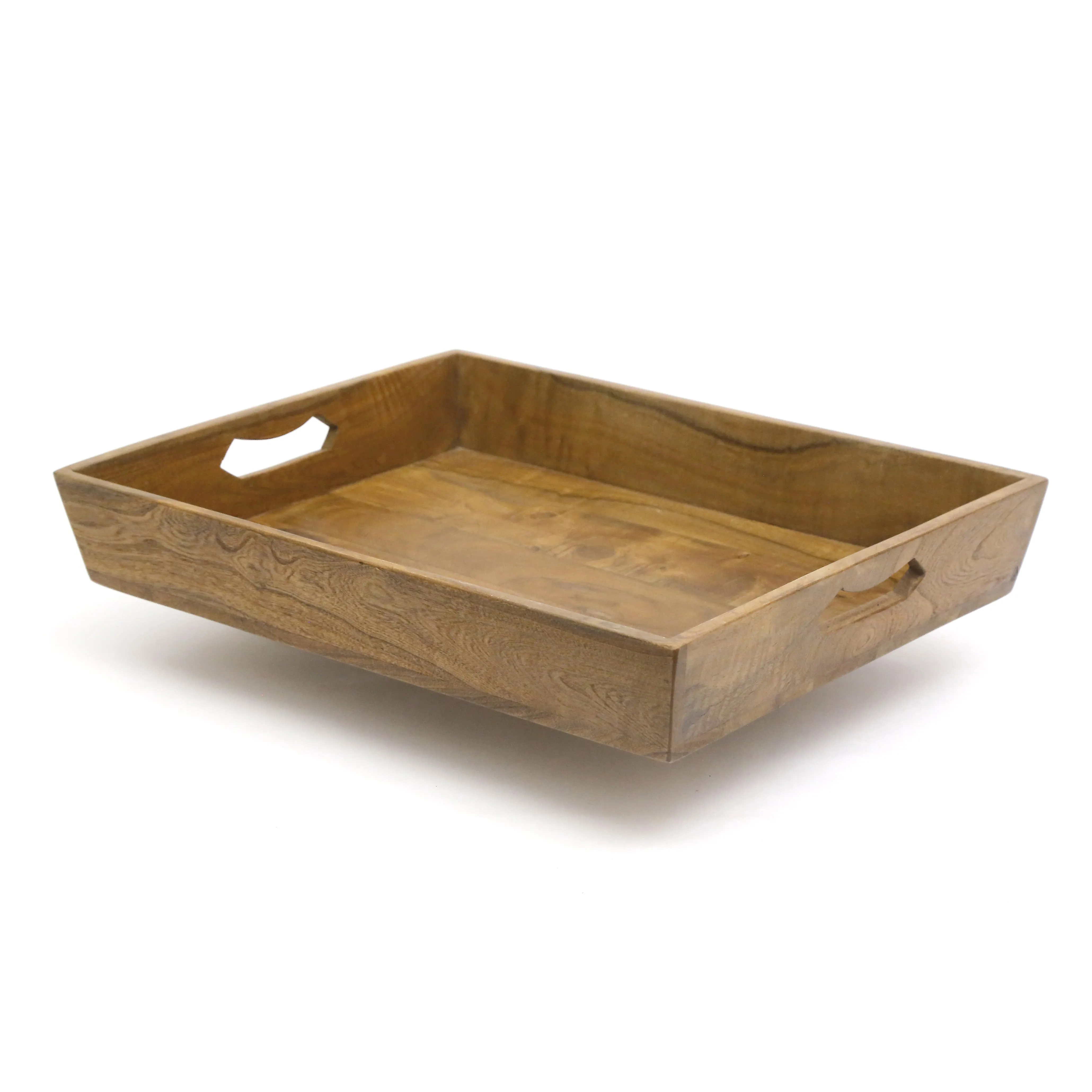 Slant Handle Wooden Tray Set