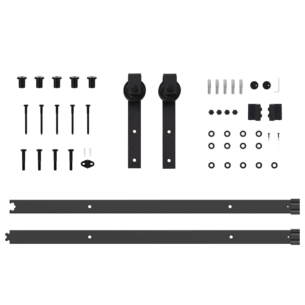 Sliding Door Hardware Kit 213.5 cm Steel Black