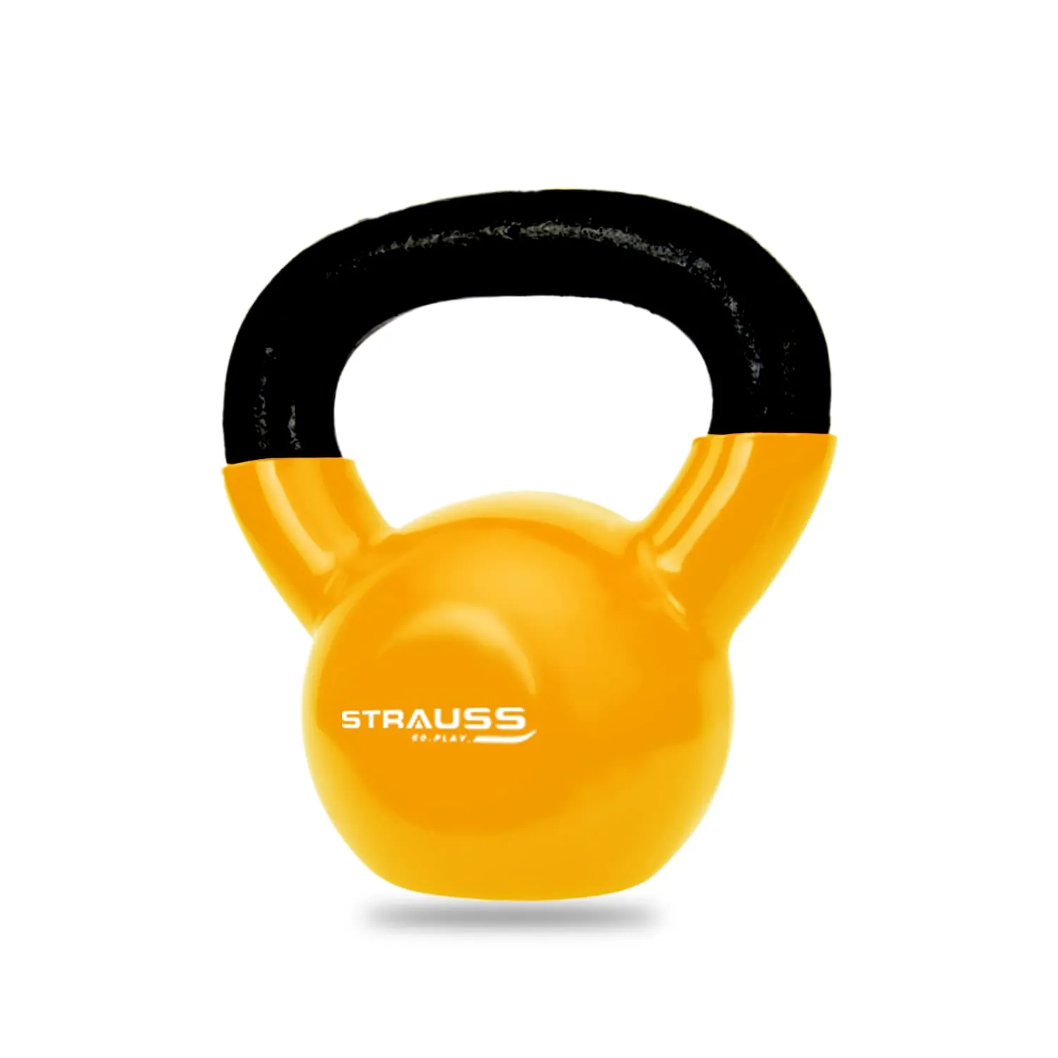 Strauss Premium Vinyl Kettlebell Weight for Men & Women | 2 Kg | Ideal for Home Workout, Yoga, Pilates, Gym Exercises | Non-Slip, Easy to Hold, Scratch Resistant (Yellow)