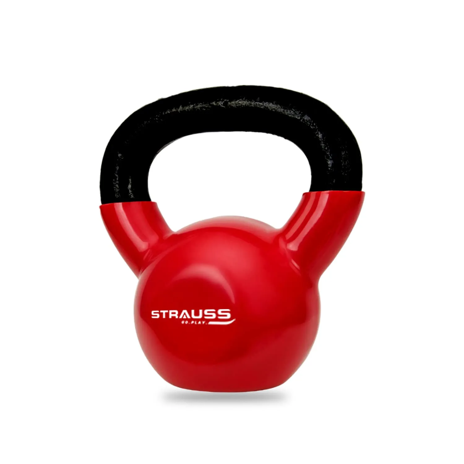 Strauss Premium Vinyl Kettlebell Weight for Men & Women | 8 Kg | Ideal for Home Workout, Yoga, Pilates, Gym Exercises | Non-Slip, Easy to Hold, Scratch Resistant (Red)