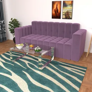 Strip Style Dark Violet Shaded Wooden 3 Seater Sofa