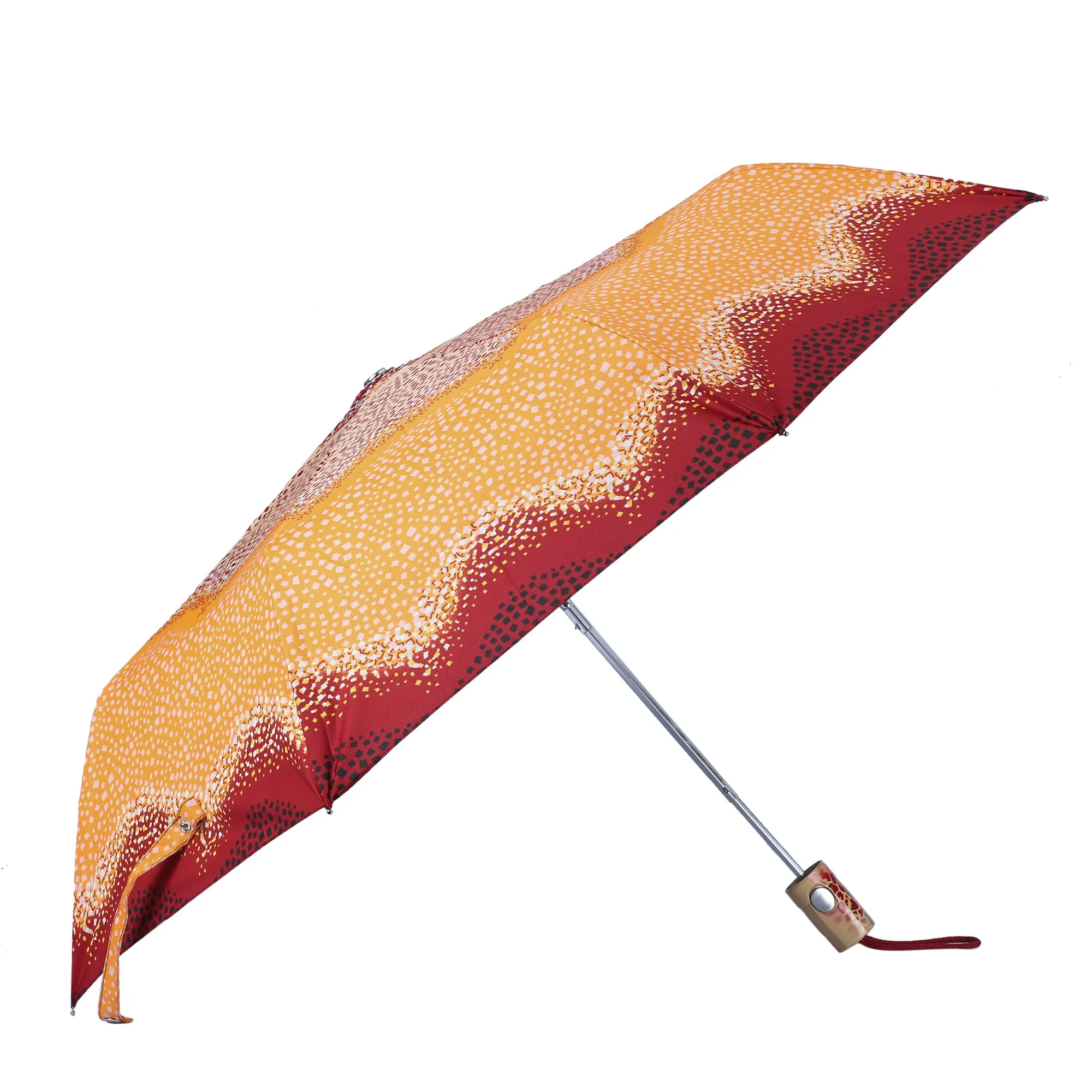 THE CLOWNFISH Umbrella 3 Fold Auto Open Waterproof Pongee Double Coated Silver Lined Umbrellas For Men and Women (Printed Design- Orange)