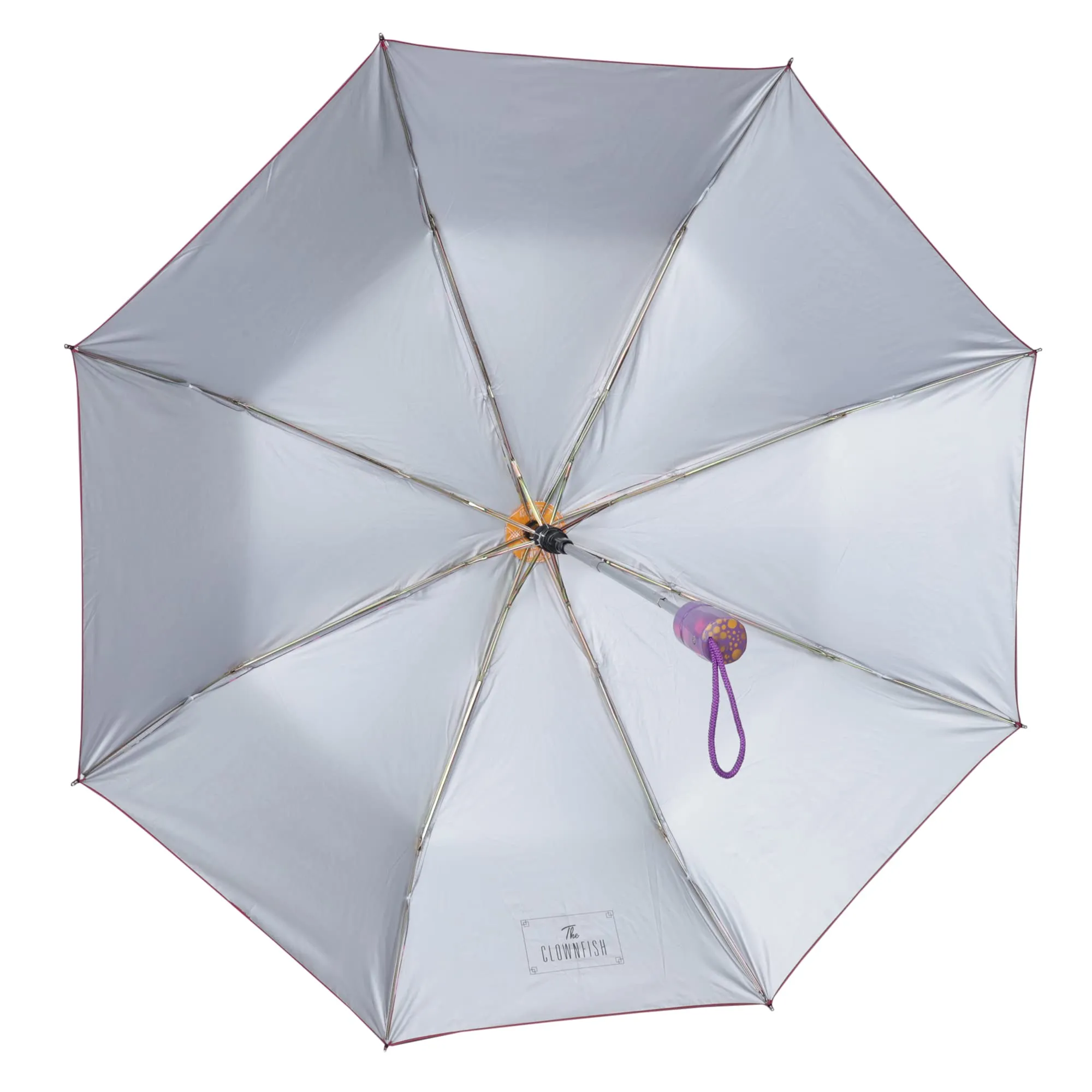 THE CLOWNFISH Umbrella Polka Dot Series 3 Fold Auto Open Waterproof Water Repellent Nylon Double Coated Silver Lined Umbrellas For Men and Women (Purple with Maroon border)