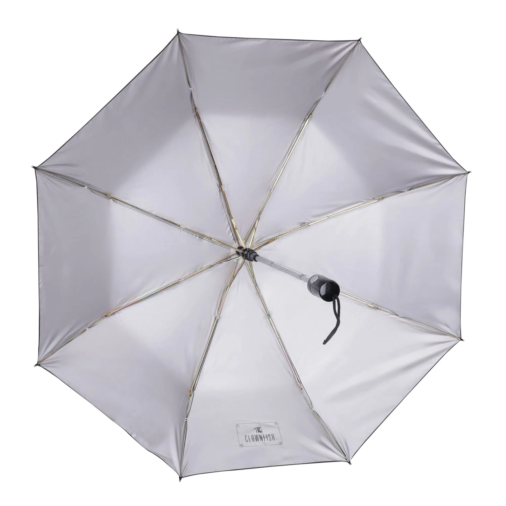 THE CLOWNFISH Umbrella Savior Series 3 Fold Auto Open Waterproof 190 T Polyester Double Coated Silver Lined Umbrellas For Men and Women (Black)