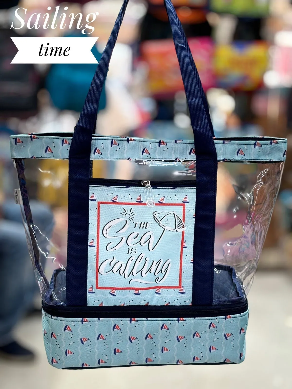 Transparent Tote Bag with Bottom Pocket: Stylish & Spacious