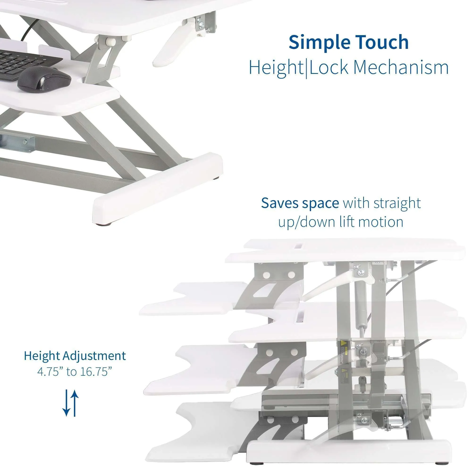 VIVO White 30" Height Adjustable Standing Desk Monitor Riser, DESK-V000MW