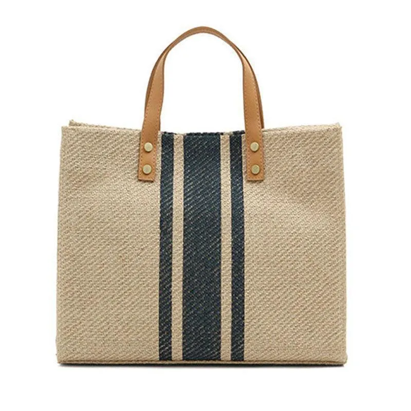 Women's Striped Canvas Handbag