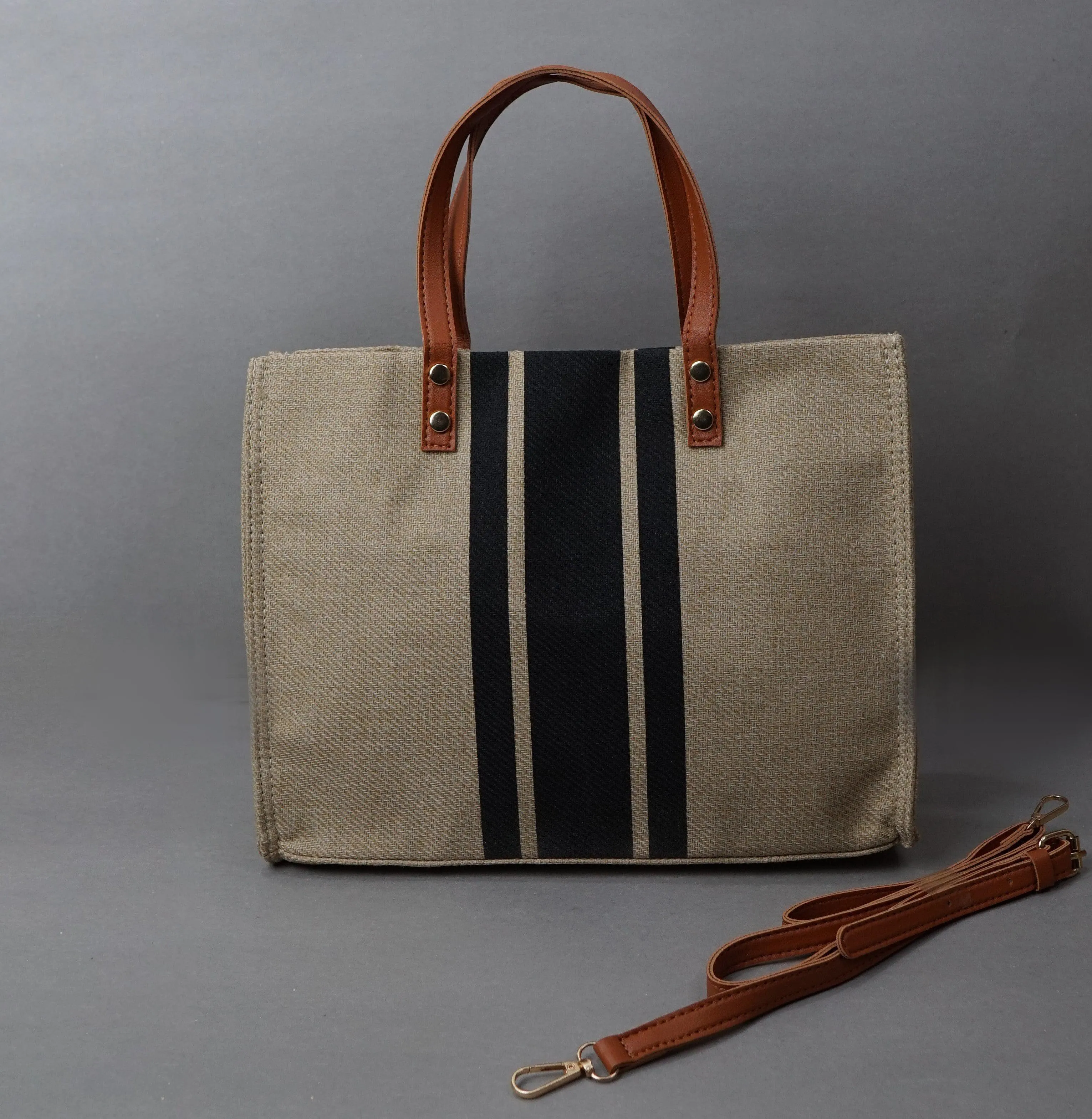 Women's Striped Canvas Handbag