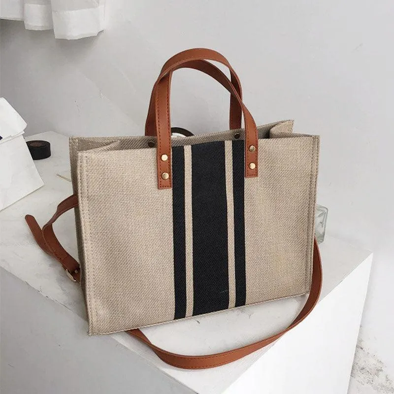 Women's Striped Canvas Handbag