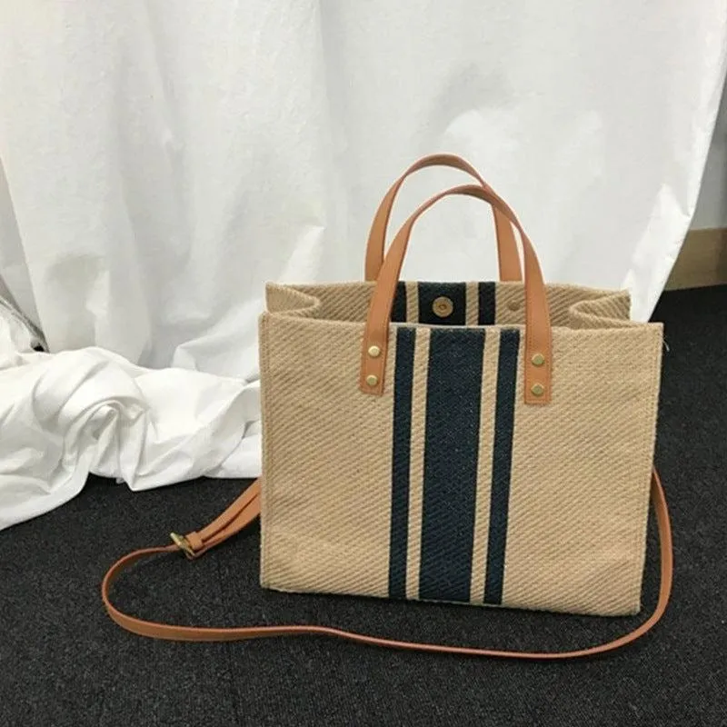 Women's Striped Canvas Handbag