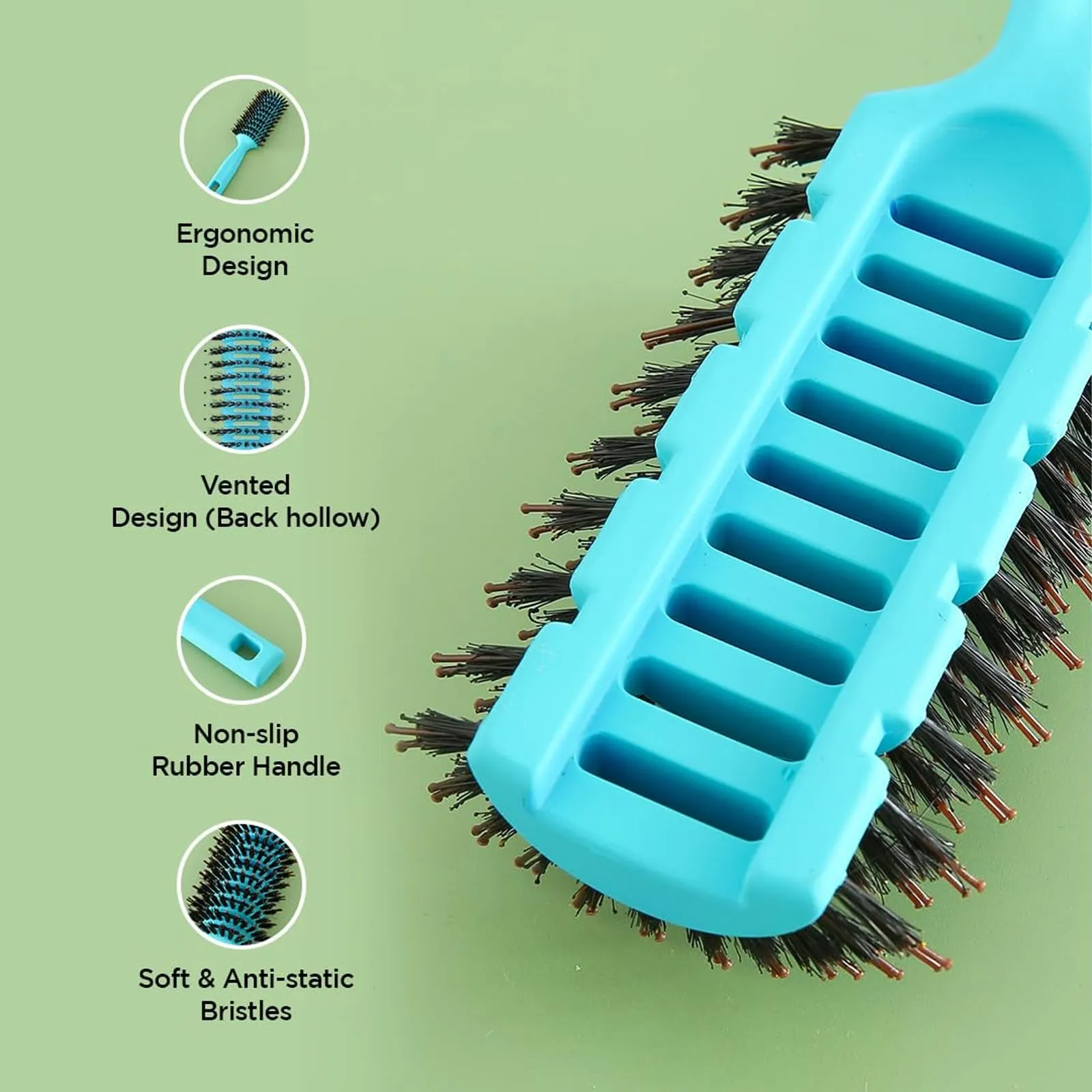 Yellow Chimes Vented Hair Brush for Quick Drying & Pain Free Detangling | Smoothens | Stylish design | Flexible Nylon Bristles | Suitable for All Hair Types