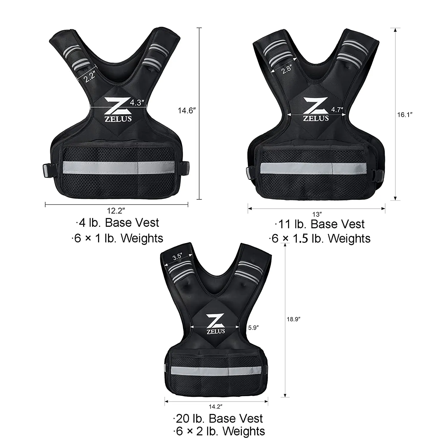 ZELUS Adjustable Weighted Vest, 4-10lbs Body Weight Vest for Men, Women, Kids